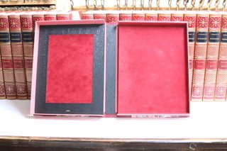 A selection of finished leather-bound volumes